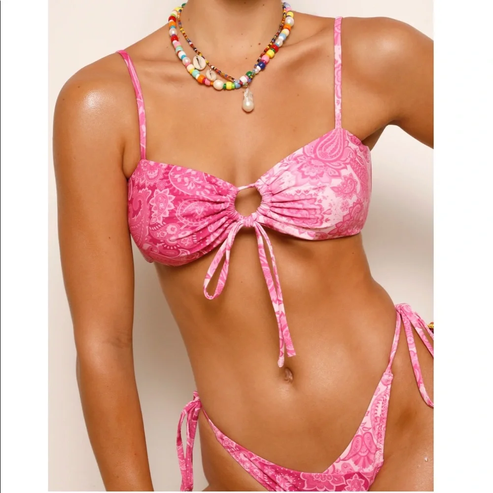 Pink paisley 3 piece bikini set - Picture 8 of 11